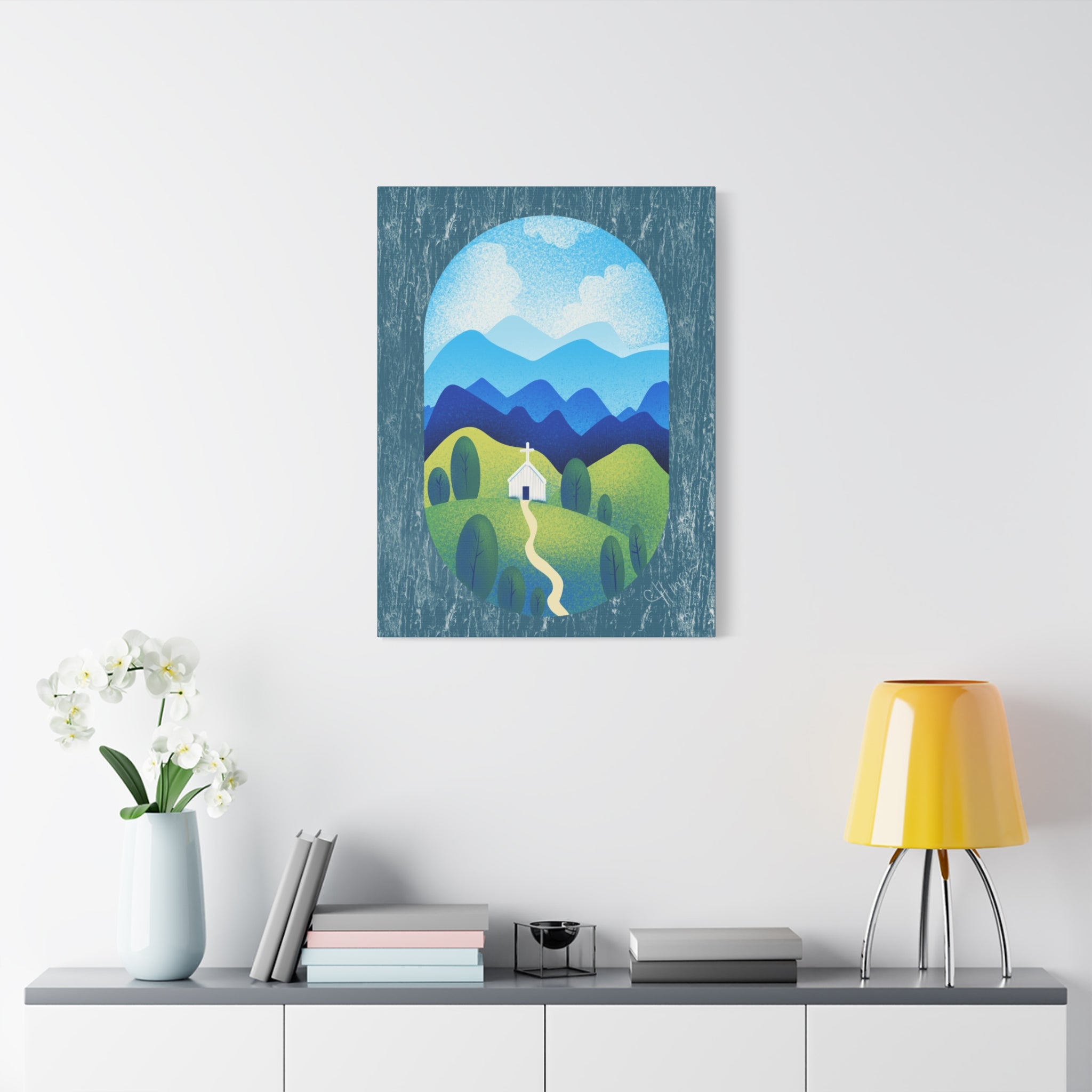 Faith in the Valley – Scenic Church Canvas Wall Art