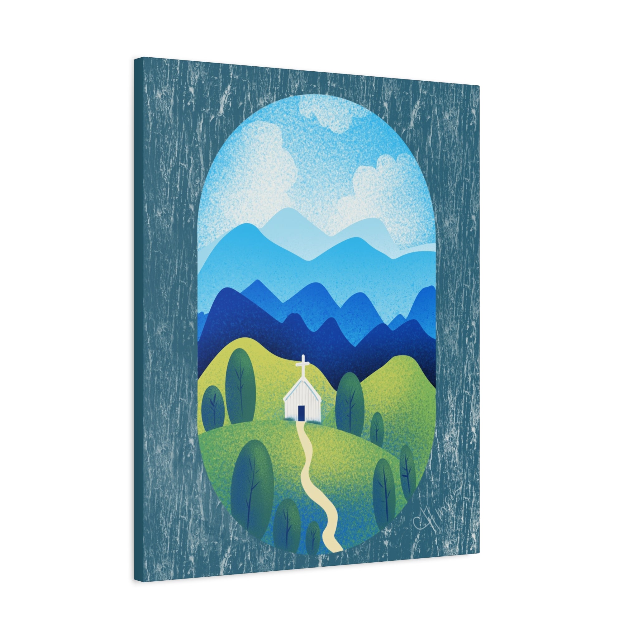 Faith in the Valley – Scenic Church Canvas Wall Art