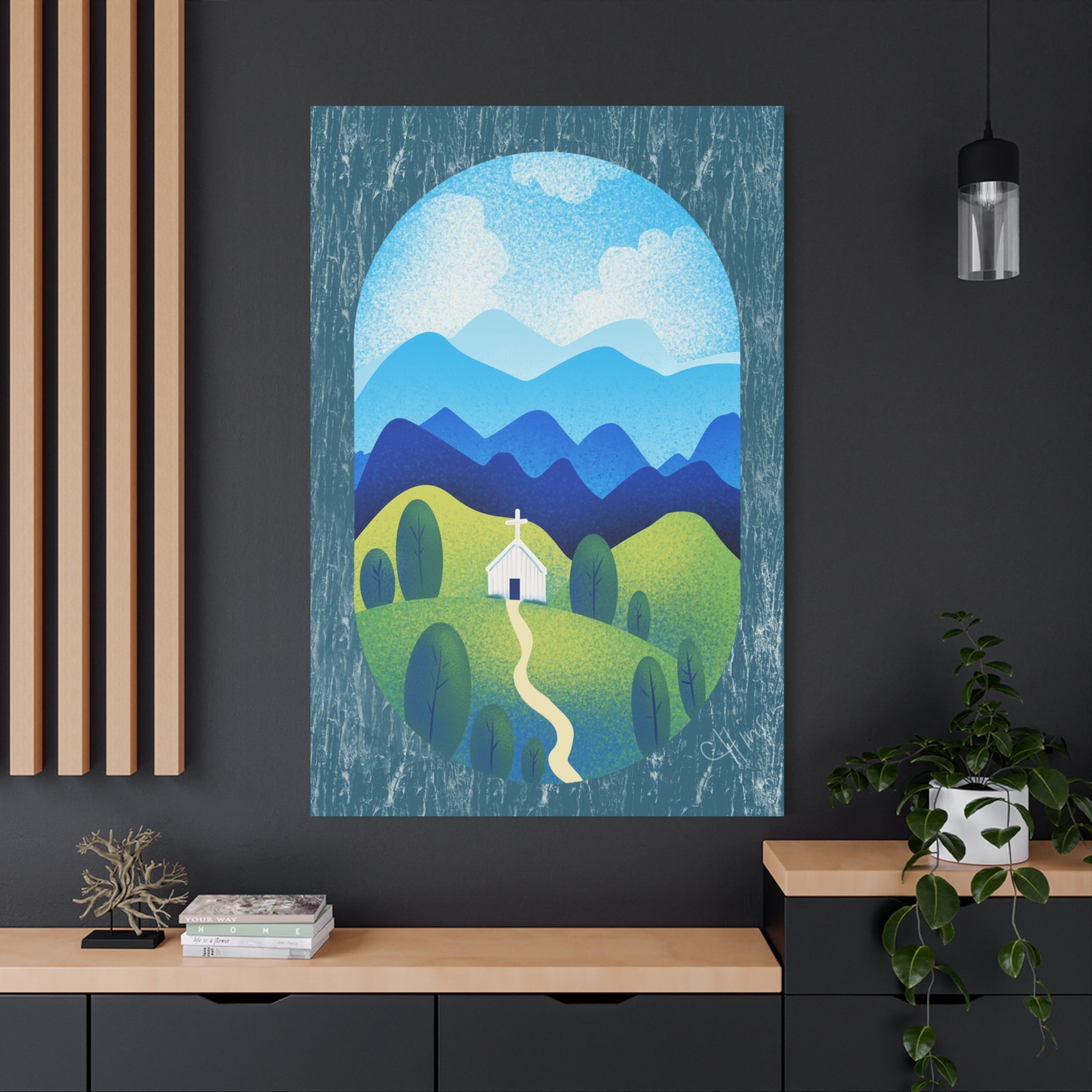 Faith in the Valley – Scenic Church Canvas Wall Art