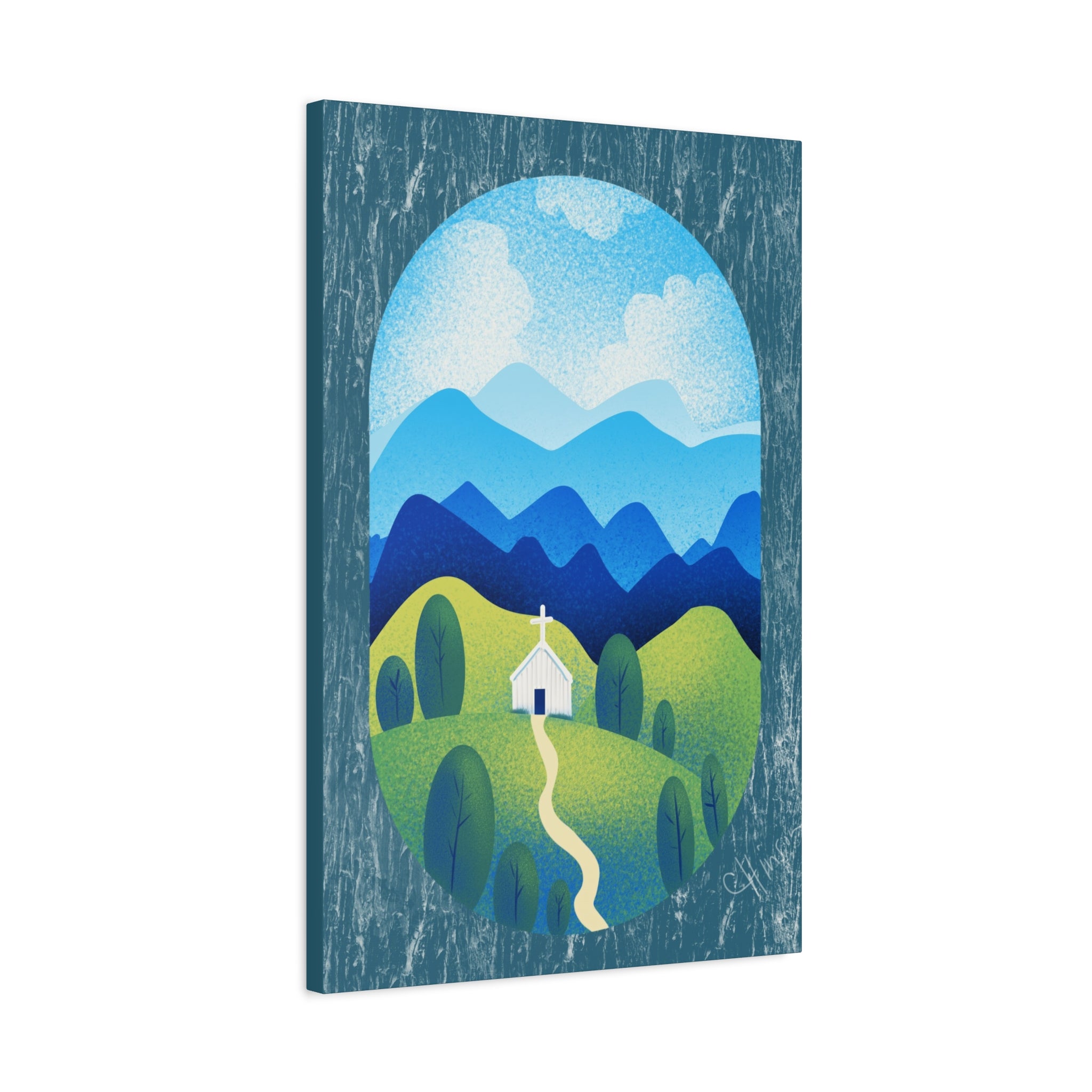 Faith in the Valley – Scenic Church Canvas Wall Art