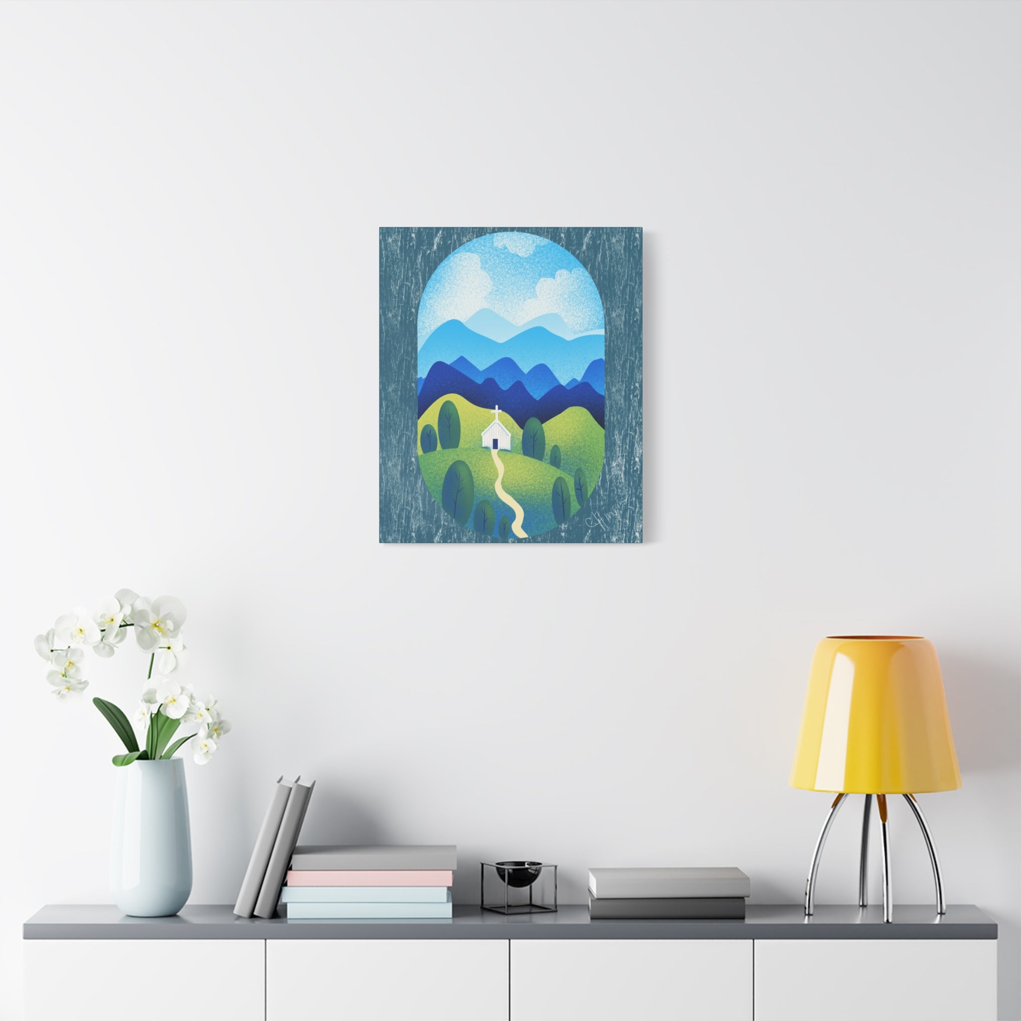 Faith in the Valley – Scenic Church Canvas Wall Art