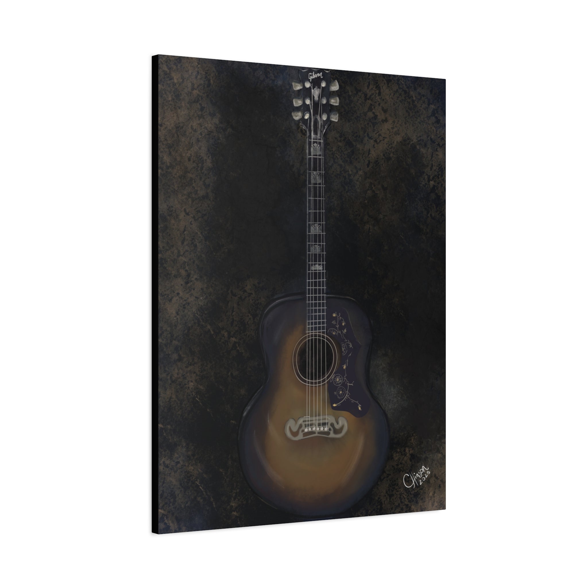 “Gibson Guitar” – Canvas Print of Artwork by Christy Hinson