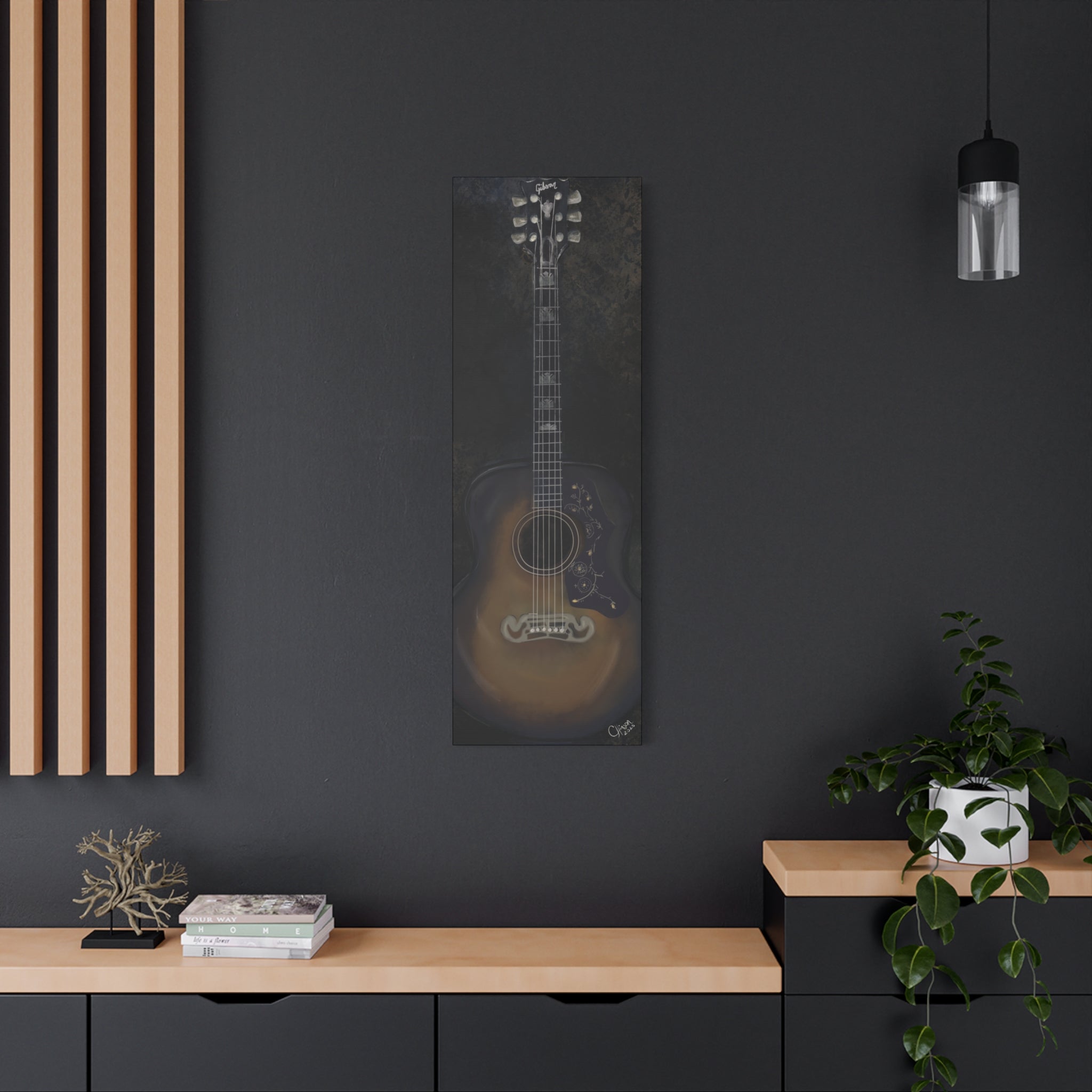 “Gibson Guitar” – Canvas Print of Artwork by Christy Hinson