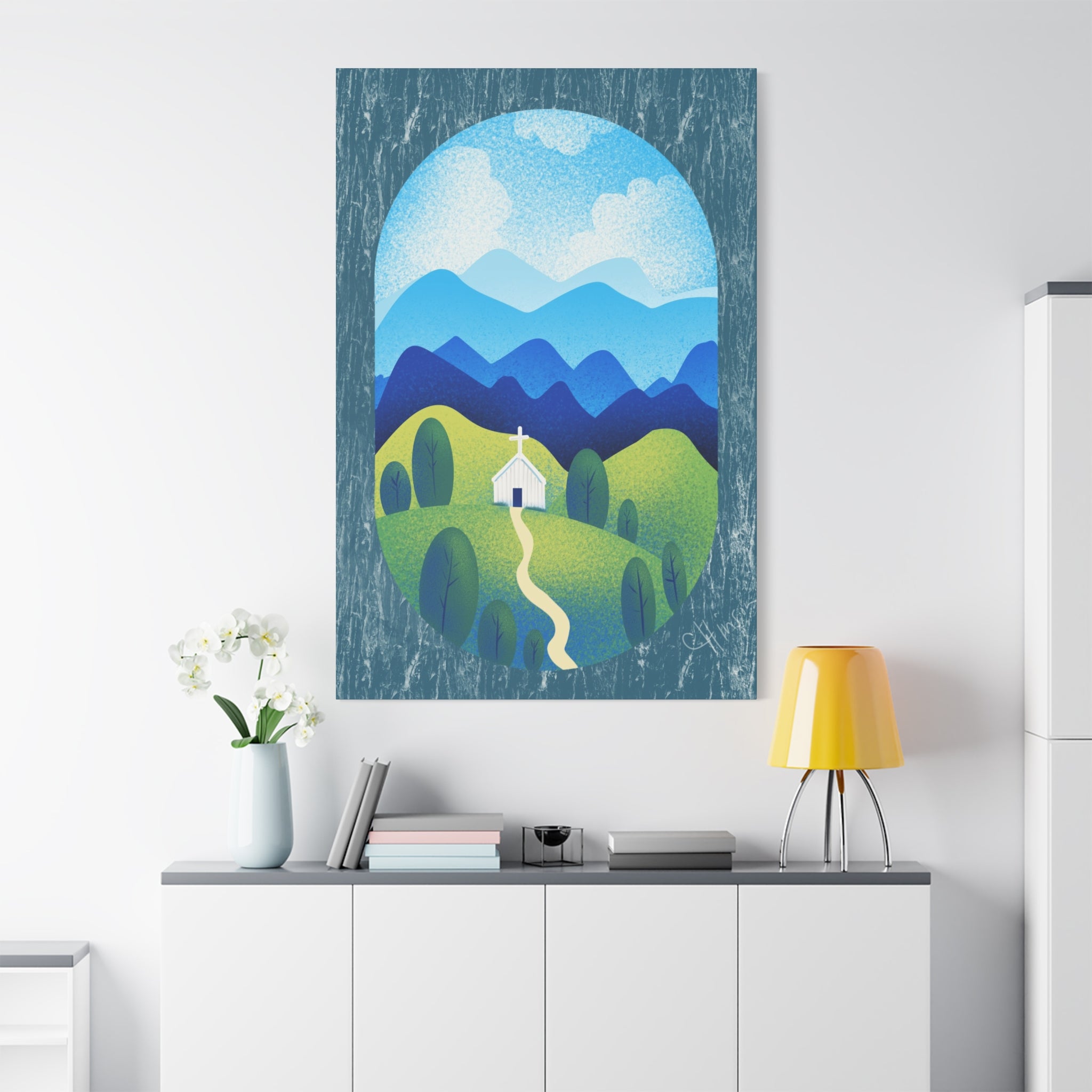 Faith in the Valley – Scenic Church Canvas Wall Art