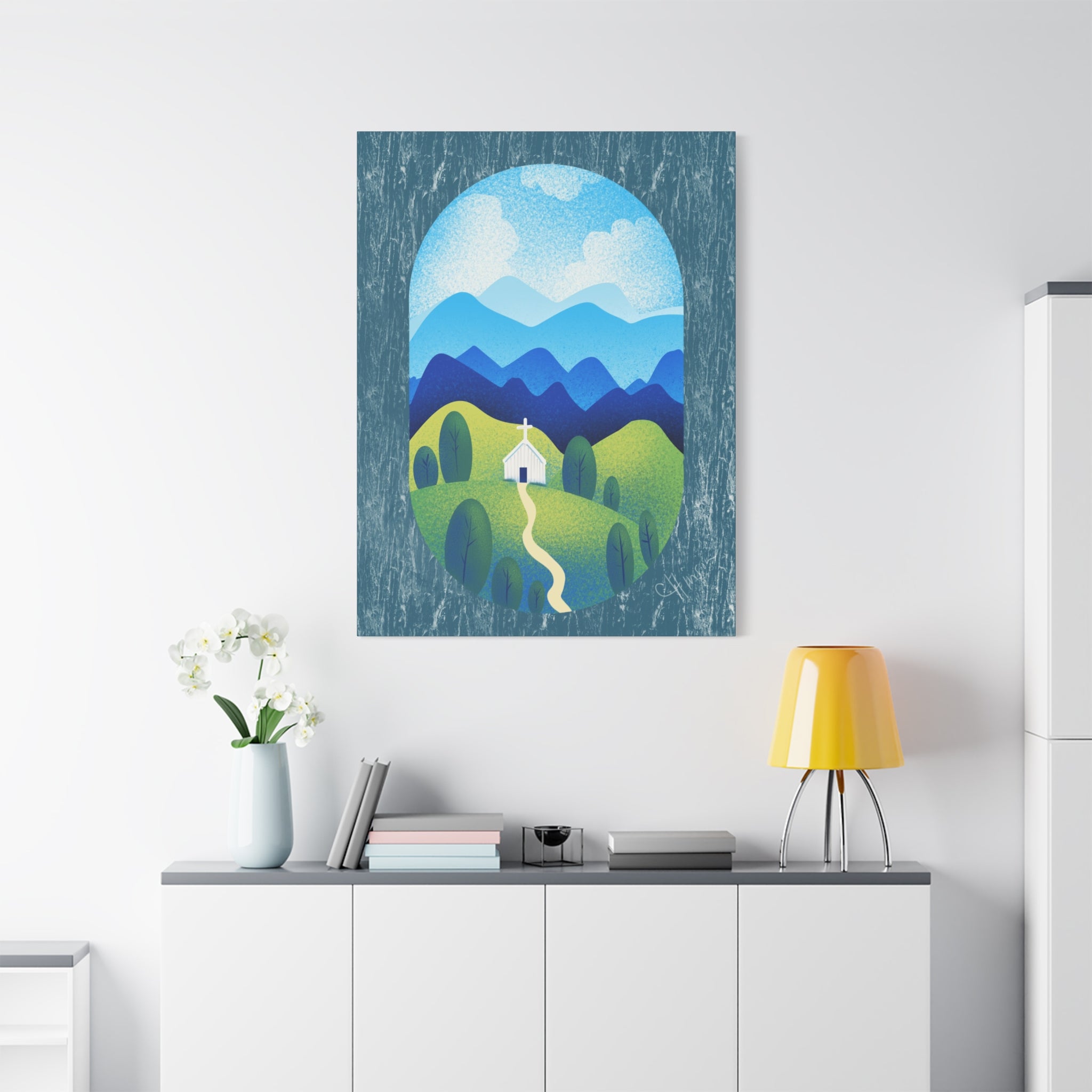 Faith in the Valley – Scenic Church Canvas Wall Art