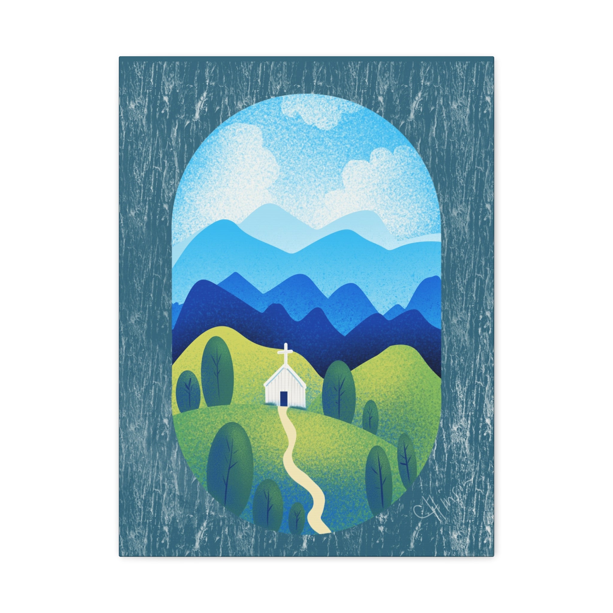 Faith in the Valley – Scenic Church Canvas Wall Art