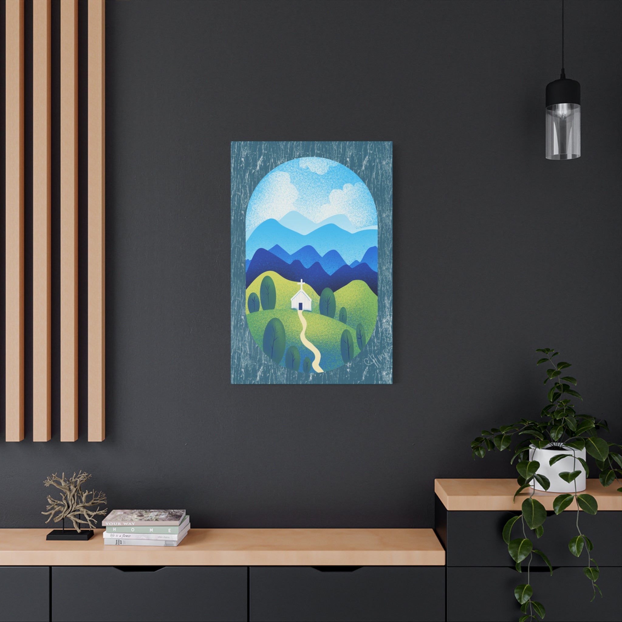 Faith in the Valley – Scenic Church Canvas Wall Art