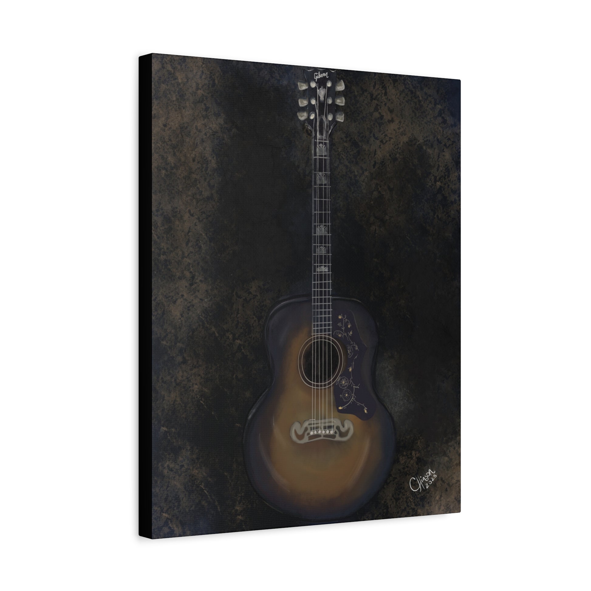 “Gibson Guitar” – Canvas Print of Artwork by Christy Hinson