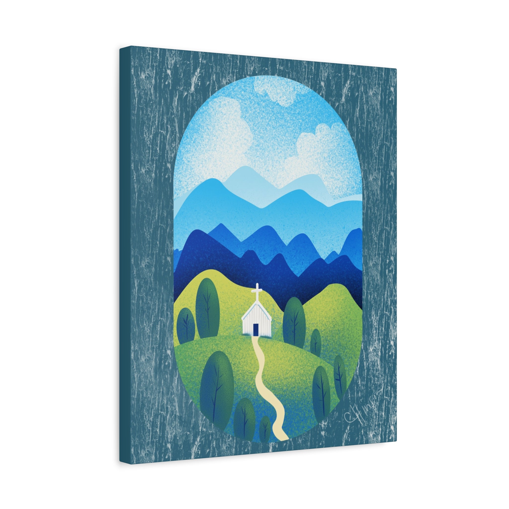 Faith in the Valley – Scenic Church Canvas Wall Art