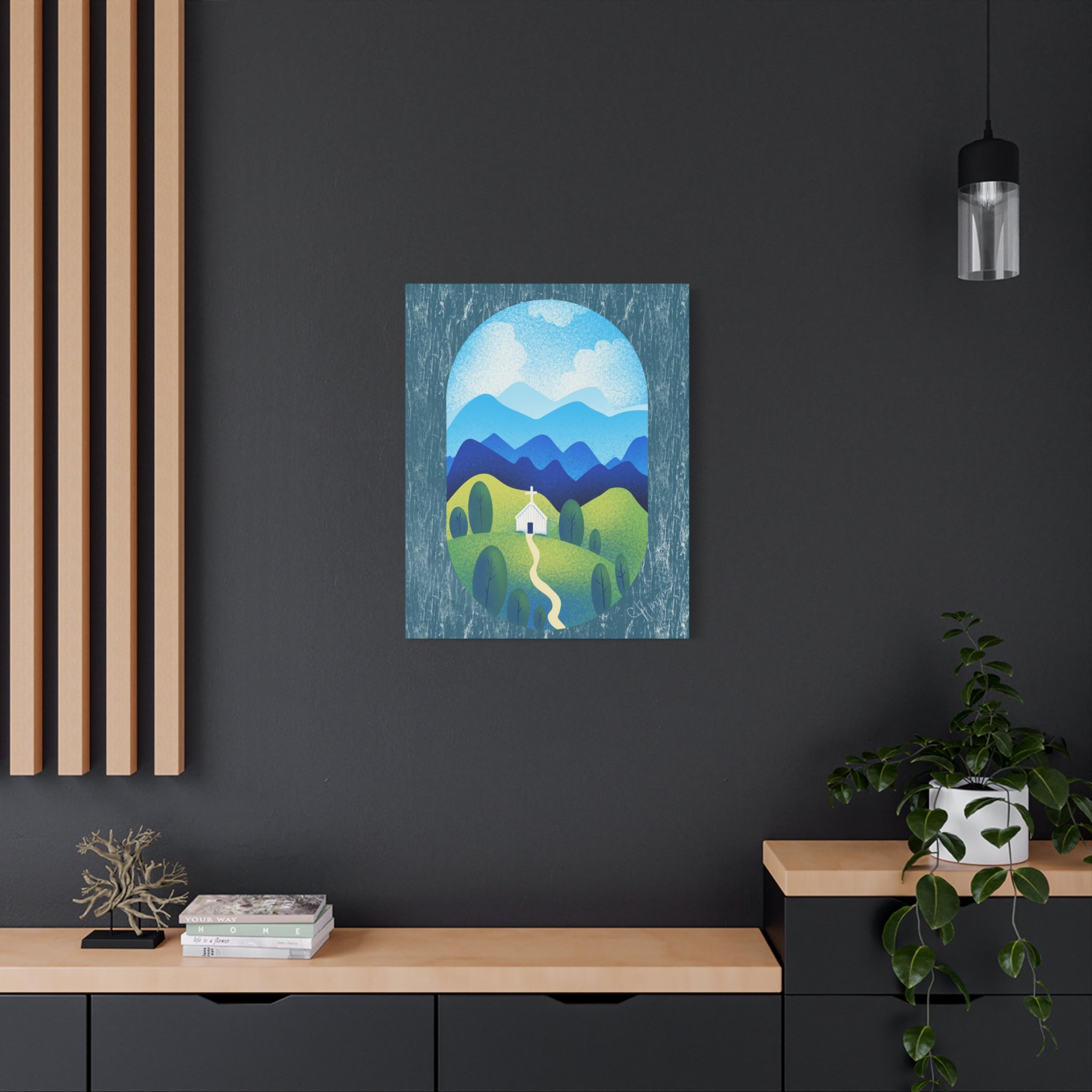 Faith in the Valley – Scenic Church Canvas Wall Art