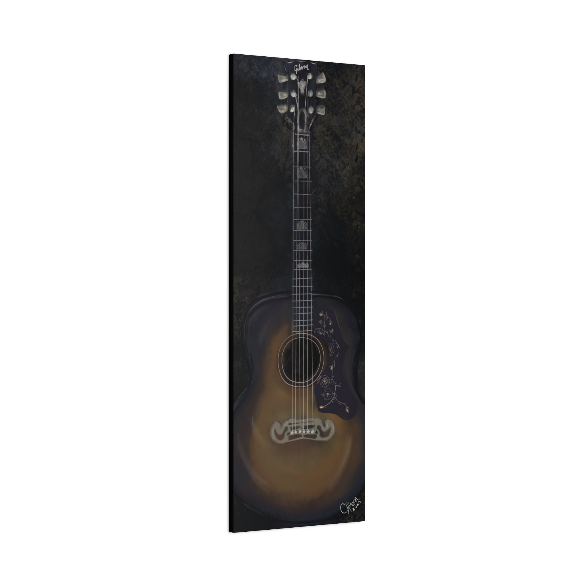 “Gibson Guitar” – Canvas Print of Artwork by Christy Hinson