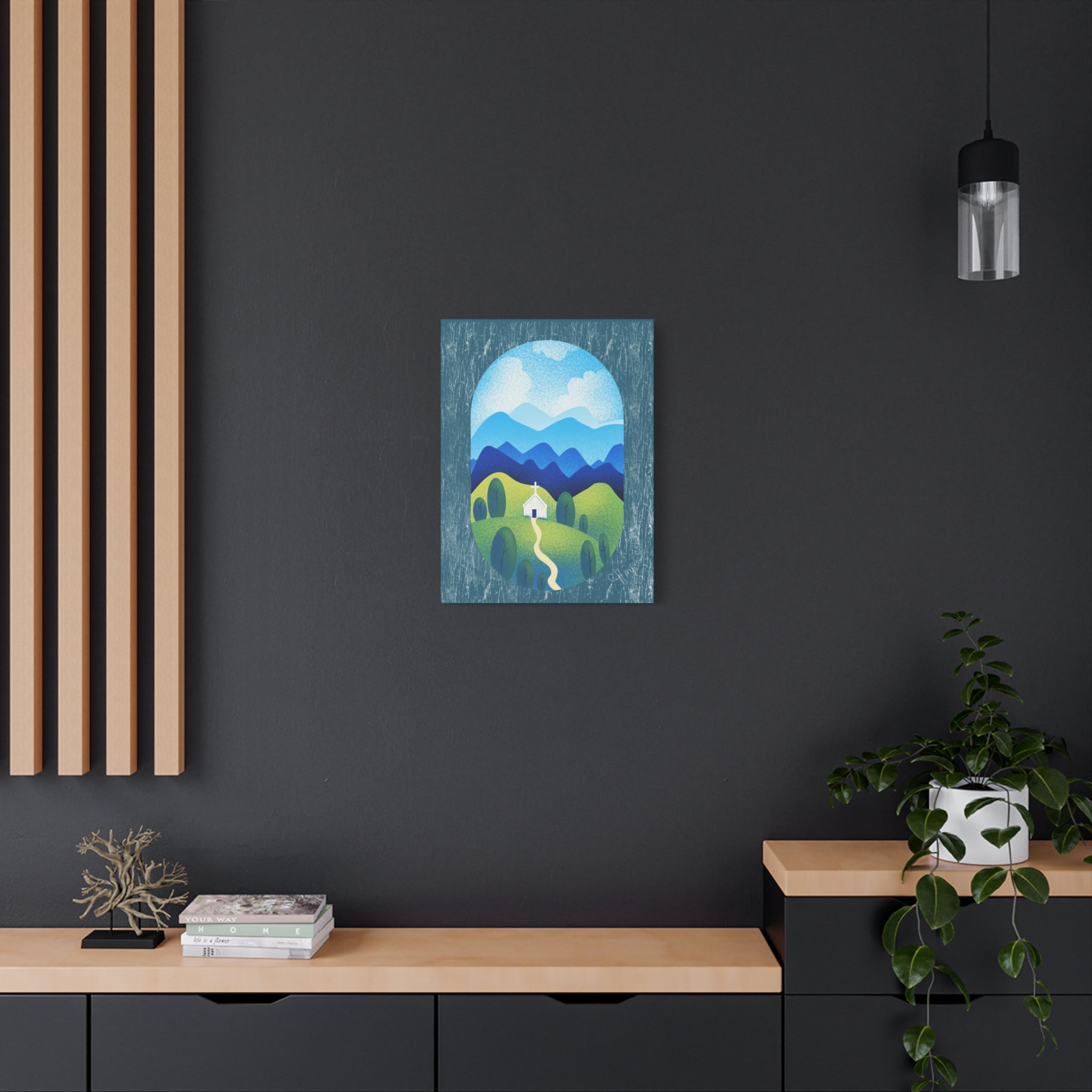 Faith in the Valley – Scenic Church Canvas Wall Art