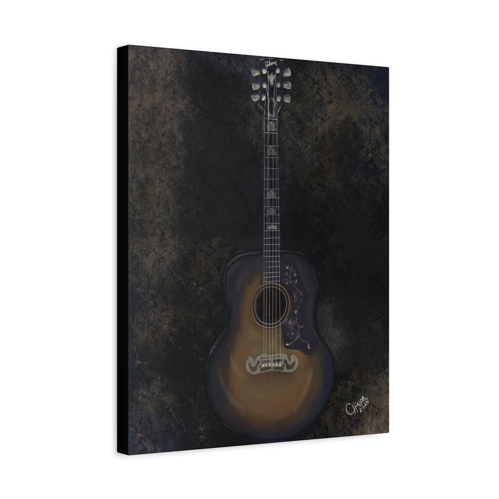 “Gibson Guitar” – Canvas Print of Artwork by Christy Hinson