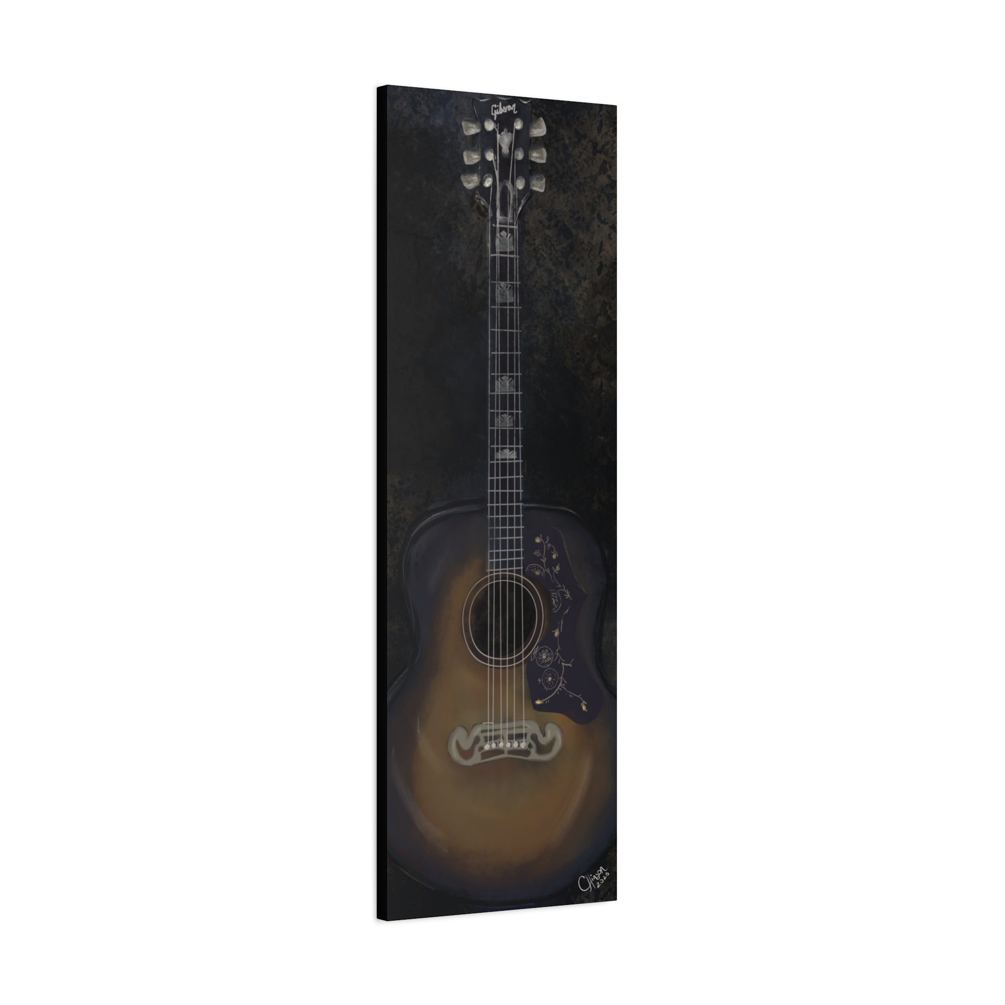 “Gibson Guitar” – Canvas Print of Artwork by Christy Hinson