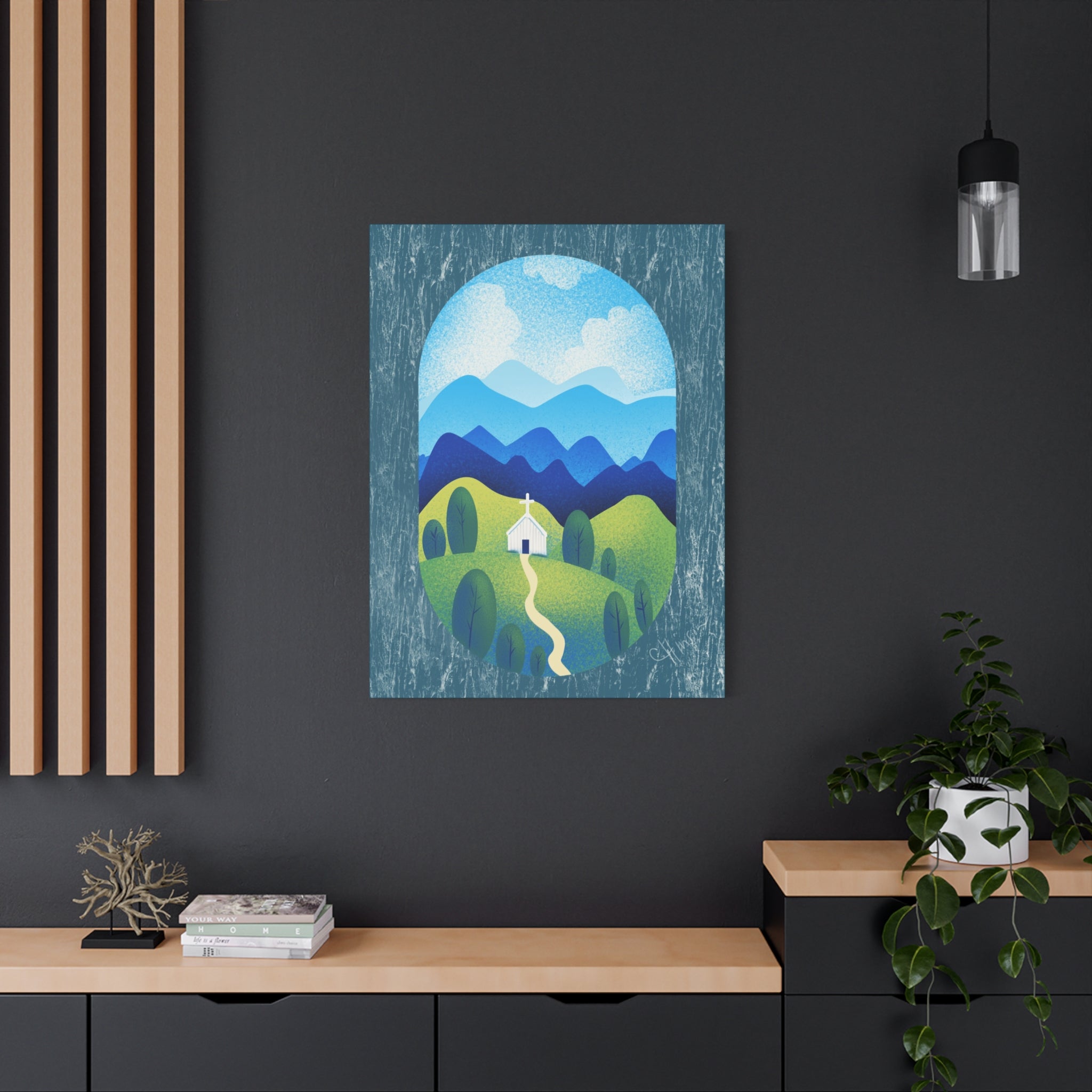 Faith in the Valley – Scenic Church Canvas Wall Art