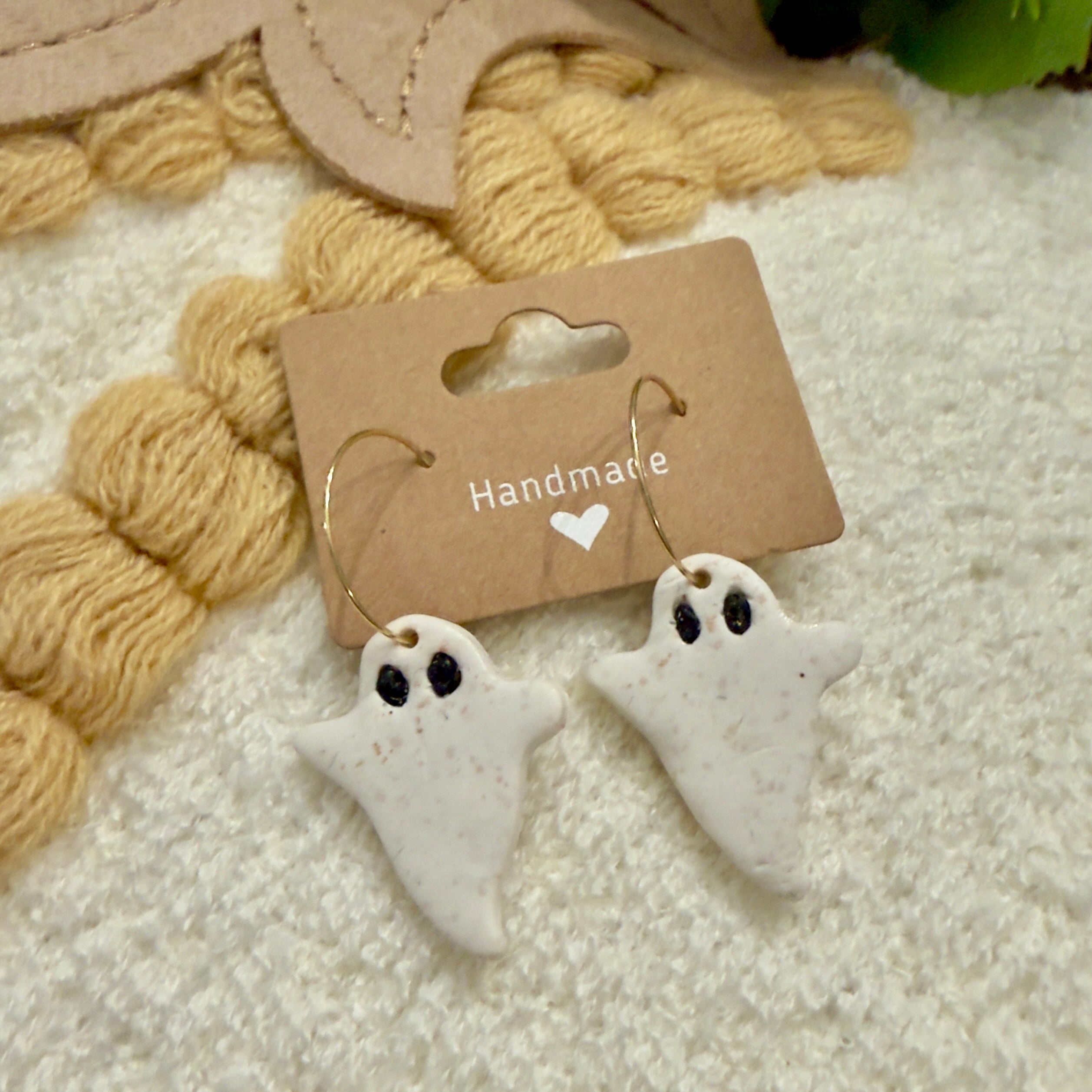 Whimsical Ghost Earrings – Handmade Polymer Clay Jewelry